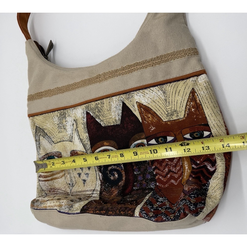 Lauren Burch Colorful Tapestry Fabric Tote Bag With Cat‎ Faces Pattern - Picture 4 of 7